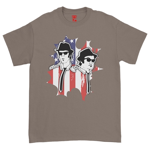 Patriotic Blues Brothers T-Shirt - Classic Heavy Cotton - classictaupe