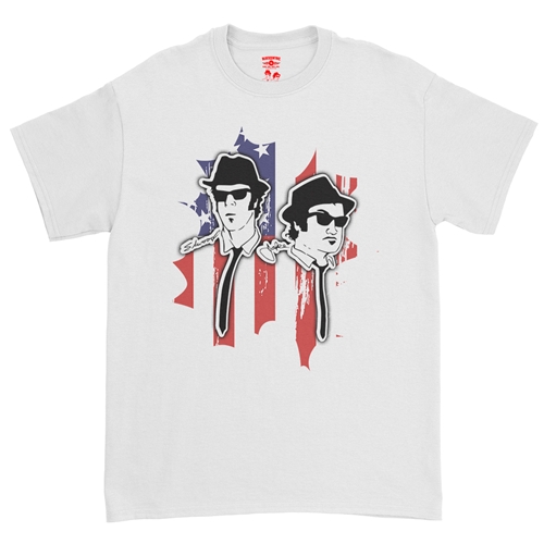 Patriotic Blues Brothers T-Shirt - Classic Heavy Cotton - classicwhite
