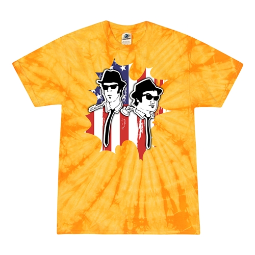 Patriotic Blues Brothers Tie-Dye T-Shirt - Yellow