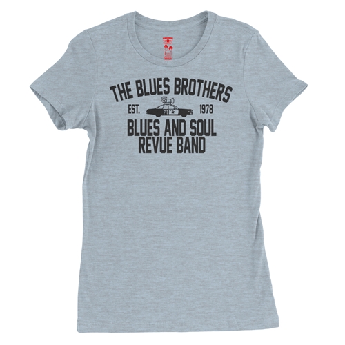 Blues Brothers Revue Ladies T Shirt - Relaxed Fit - ladiesheatherprismblue