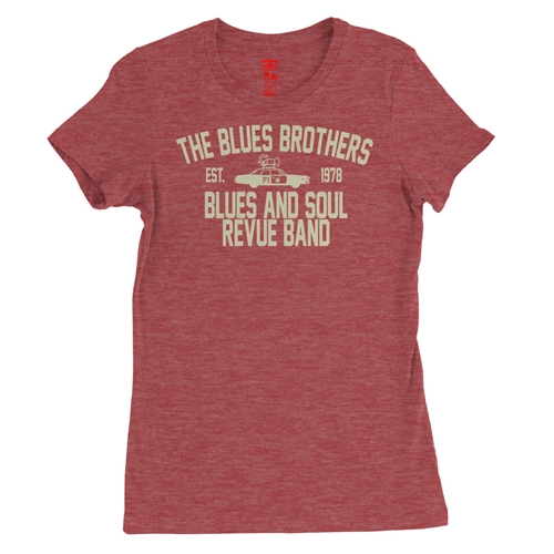 Blues Brothers Revue Ladies T Shirt - Relaxed Fit - ladiesheatherred