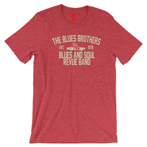 Blues Brothers Revue T-Shirt - Lightweight Vintage Style - vintageheatherred