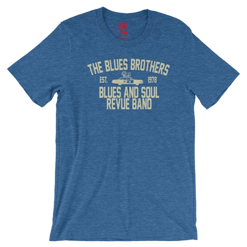 Blues Brothers Revue T-Shirt - Lightweight Vintage Style - vintageheatherroyalblue