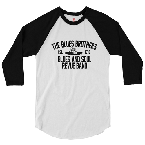 Blues Brothers Revue Baseball T-Shirt - raglanwhiteblacksleeve