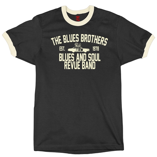 Blues Brothers Revue Ringer T-Shirt - ringerblackcreamtrim