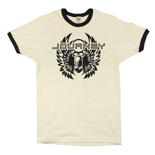 Black Journey Scarab Ringer T-Shirt - ringernaturalblacktrim