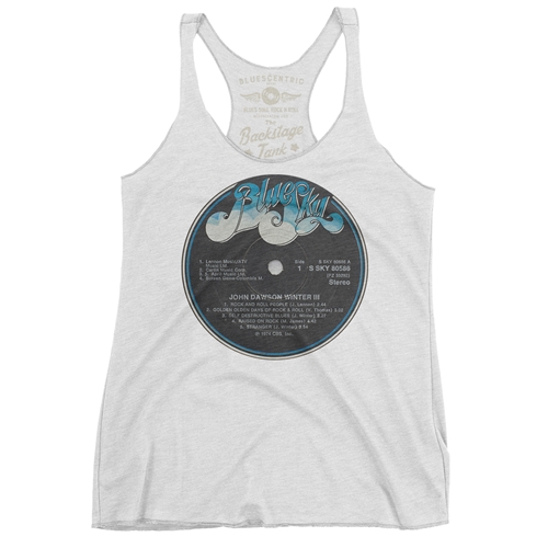Johnny Winter Vinyl Record Racerback Tank - Women