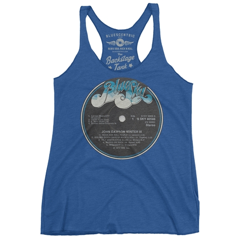 Johnny Winter Vinyl Record Racerback Tank - Women
