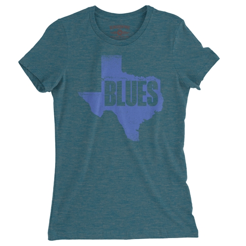 Texas Blues Ladies T Shirt - Relaxed Fit - ladiesheatherdeepteal