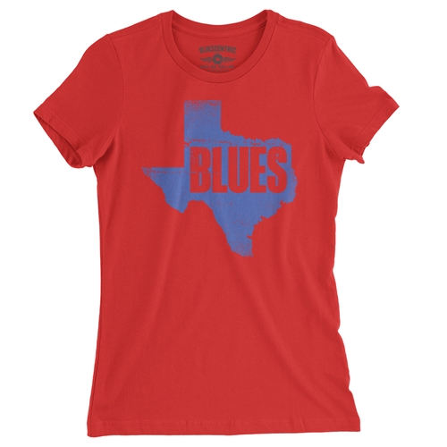 Texas Blues Ladies T Shirt - Relaxed Fit - ladiesred