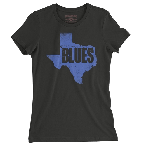 Texas Blues Ladies T Shirt - Relaxed Fit - ladiesvintageblack