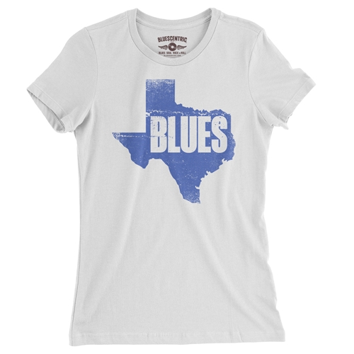 Texas Blues Ladies T Shirt - Relaxed Fit - ladieswhite