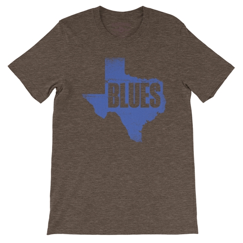 Texas Blues T-Shirt - Lightweight Vintage Style - vintageheatherbrown