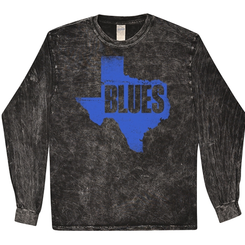 Texas Blues Long Sleeve T-Shirt - Black Mineral Wash