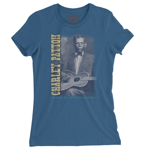 Charley Patton Blues Ladies T Shirt - Relaxed Fit - ladiesblue