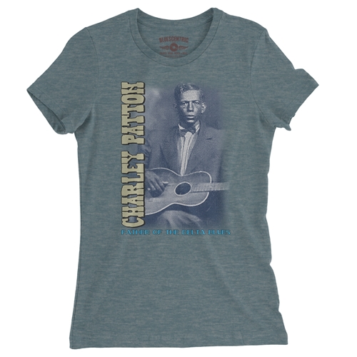 Charley Patton Blues Ladies T Shirt - Relaxed Fit - ladiesheatherdeepteal