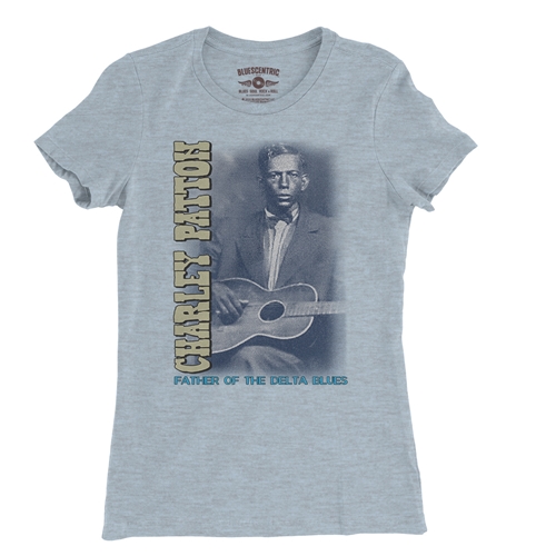 Charley Patton Blues Ladies T Shirt - Relaxed Fit - ladiesheatherprismblue