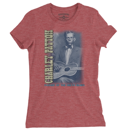 Charley Patton Blues Ladies T Shirt - Relaxed Fit - ladiesheatherred