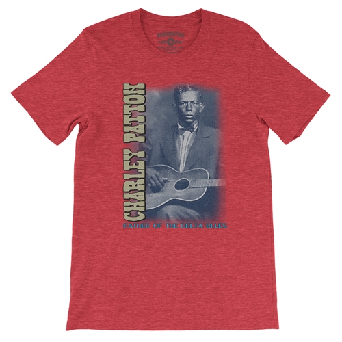 Charley Patton Blues T-Shirt - Lightweight Vintage Style - vintageheatherred