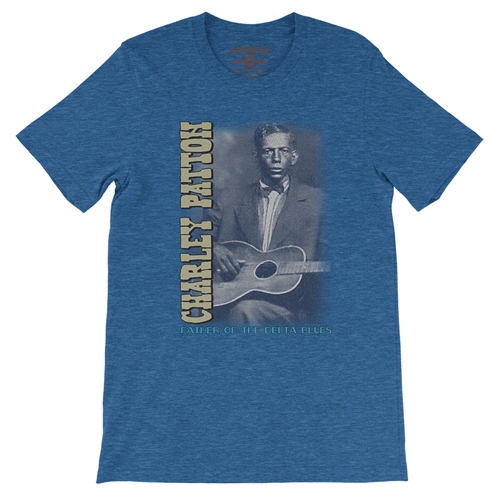 Charley Patton Blues T-Shirt - Lightweight Vintage Style - vintageheatherroyalblue