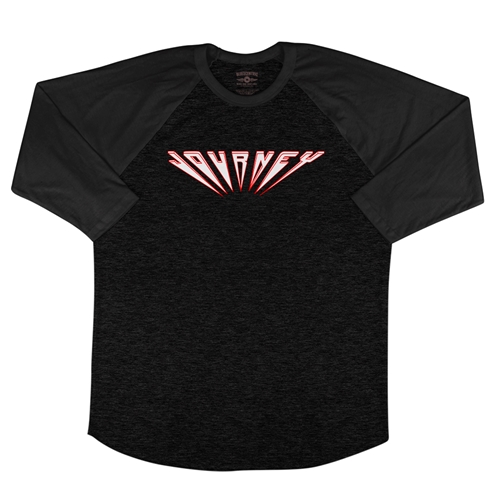 Journey Logo Baseball T-Shirt - raglanblackblacksleeve