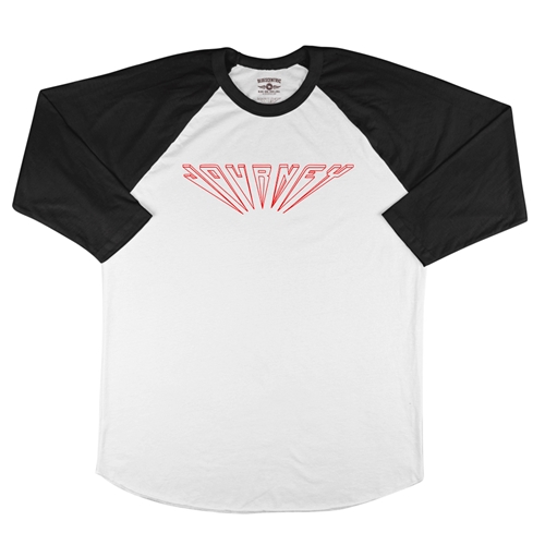 Journey Logo Baseball T-Shirt - raglanwhiteblacksleeve