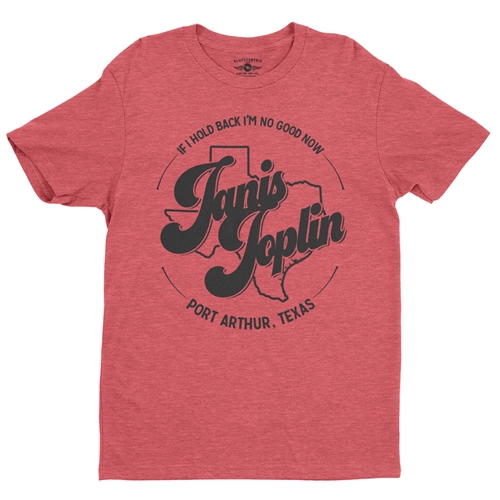 Janis Joplin Port Arthur Texas T Shirt - Lightweight Vintage Style - heatherredrocks