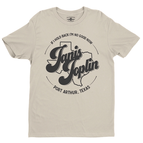Janis Joplin Port Arthur Texas T Shirt - Lightweight Vintage Style - vintagecream