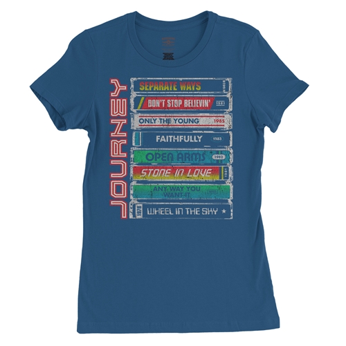 Journey Tape Stack Ladies T Shirt - Relaxed Fit - ladiesblue