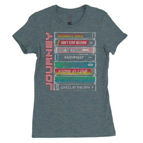 Journey Tape Stack Ladies T Shirt - Relaxed Fit - ladiesheatherdeepteal
