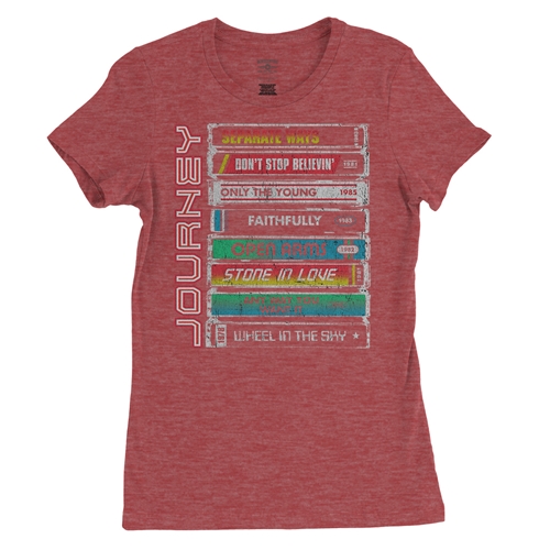 Journey Tape Stack Ladies T Shirt - Relaxed Fit - ladiesheatherred