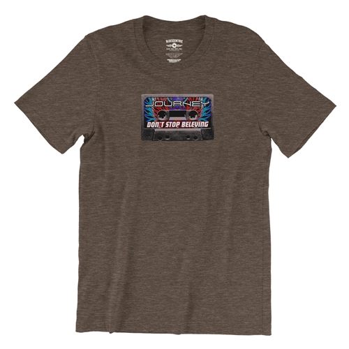 Journey Tape Stack T-Shirt - Lightweight Vintage Style - vintageheatherbrown