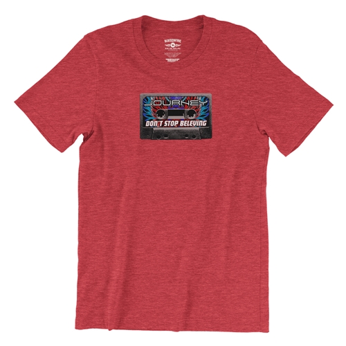 Journey Tape Stack T-Shirt - Lightweight Vintage Style - vintageheatherred