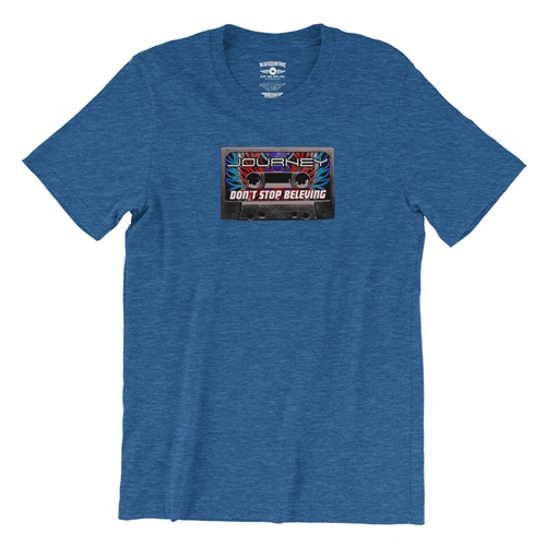 Journey Tape Stack T-Shirt - Lightweight Vintage Style - vintageheatherroyalblue