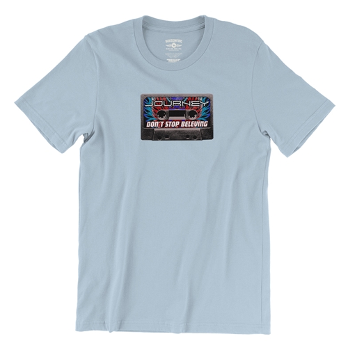 Journey Tape Stack T-Shirt - Lightweight Vintage Style - vintagethrowbackblue