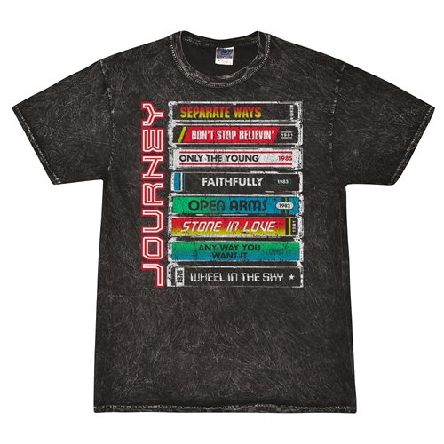 Journey Tape Stack  T-Shirt - Black Mineral Wash