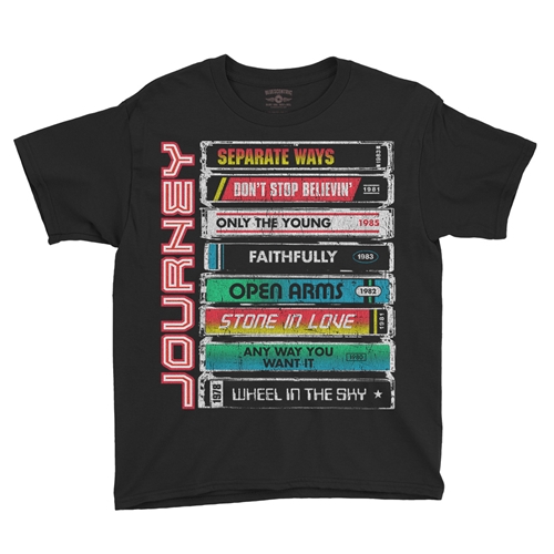 Journey Tape Stack Youth T-Shirt - Lightweight Vintage Children & Toddlers - youthblack