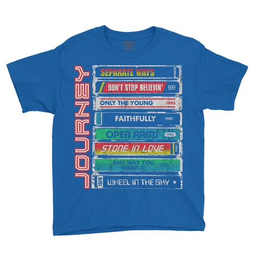 Journey Tape Stack Youth T-Shirt - Lightweight Vintage Children & Toddlers - youthroyalblue