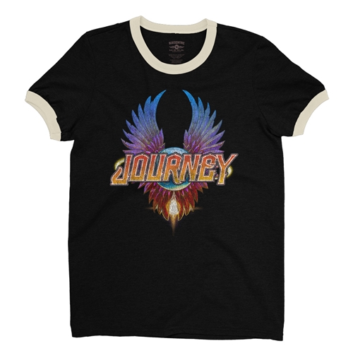 Colorful Journey Scarab Logo Ringer T-Shirt - ringerblackcreamtrim