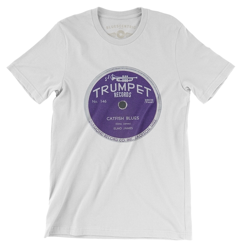 Trumpet Records Catfish Blues T-Shirt - Lightweight Vintage Style - white