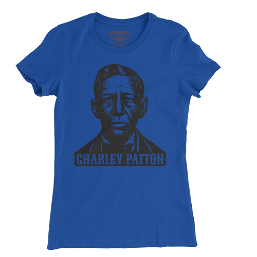 Charley Patton Wood Cut Ladies T Shirt - Relaxed Fit - ladiesblue