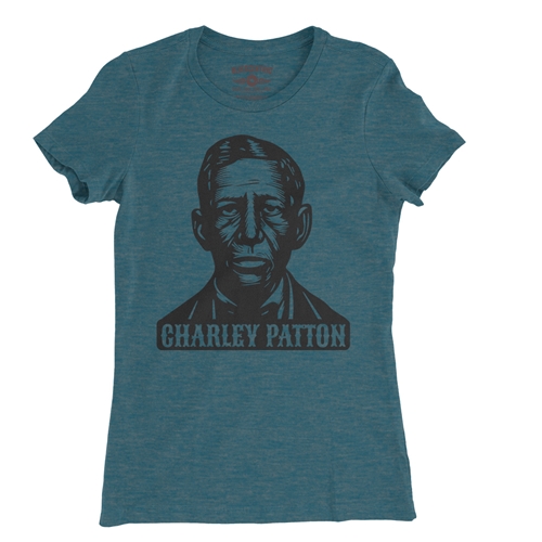 Charley Patton Wood Cut Ladies T Shirt - Relaxed Fit - ladiesheatherdeepteal