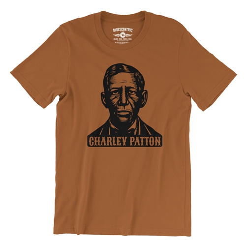 Charley Patton Wood Cut T-Shirt - Lightweight Vintage Style - vintageburntorange