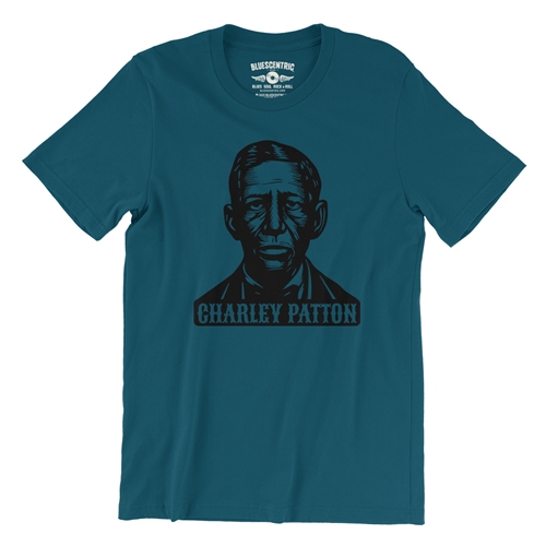Charley Patton Wood Cut T-Shirt - Lightweight Vintage Style - vintagedeepteal
