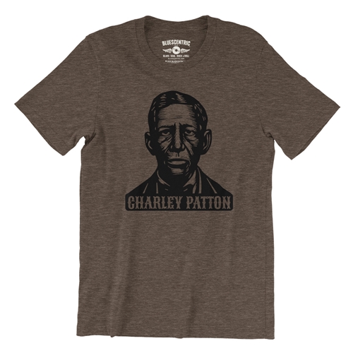 Charley Patton Wood Cut T-Shirt - Lightweight Vintage Style - vintageheatherbrown