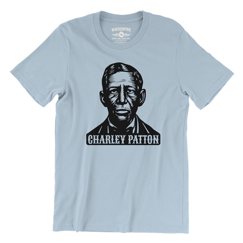Charley Patton Wood Cut T-Shirt - Lightweight Vintage Style - vintagethrowbackblue