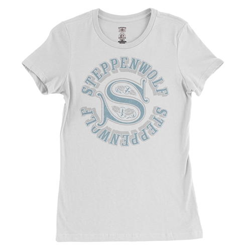 Steppenwolf Round Logo Ladies T Shirt - Relaxed Fit - ladieswhite