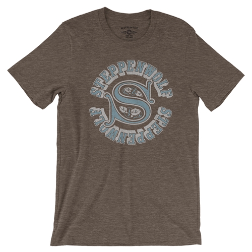 Steppenwolf Round Logo T-Shirt - Lightweight Vintage Style - vintageheatherbrown