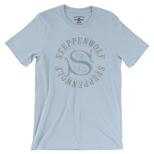 Steppenwolf Round Logo T-Shirt - Lightweight Vintage Style - vintagethrowbackblue