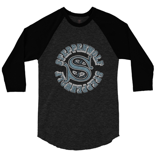Steppenwolf Round Logo Baseball T-Shirt - raglanblackblacksleeve